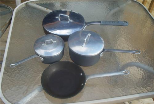 Magnalite GHC 5 Piece Aluminum Pots 7,3,3,2,1 Quart Qt One Missing Lid
