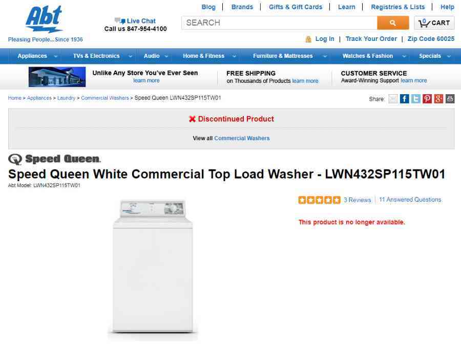  SPEED QUEEN Home Style Mechanical Top Load Washer  (LWN432SP115TW01) : Appliances