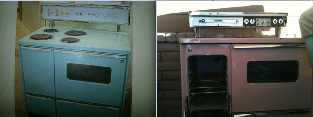 Two vintage late 50 GE stoves
